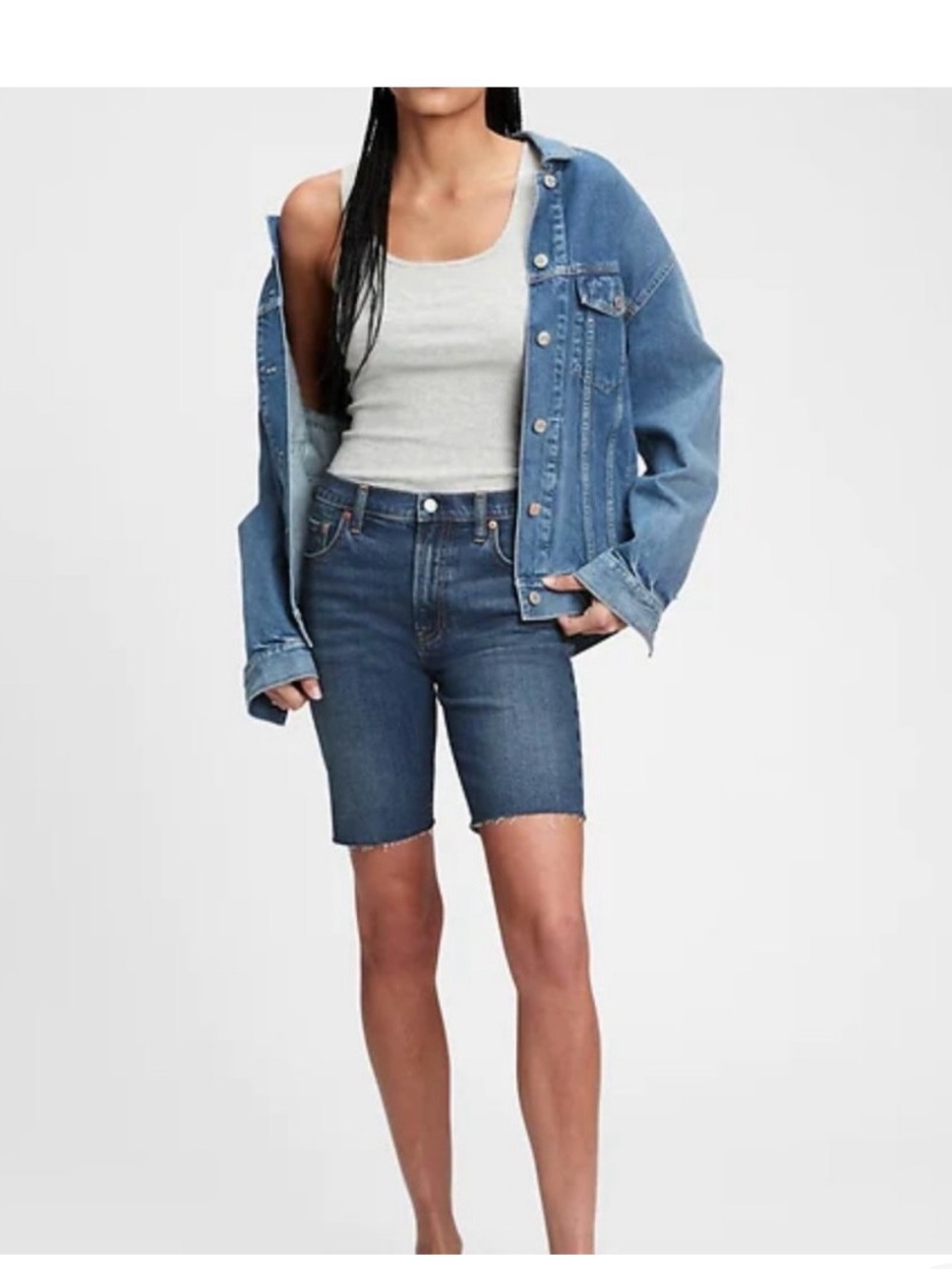 NWT Gap High Rise Bermuda Denim Shorts, size 27 | US 4